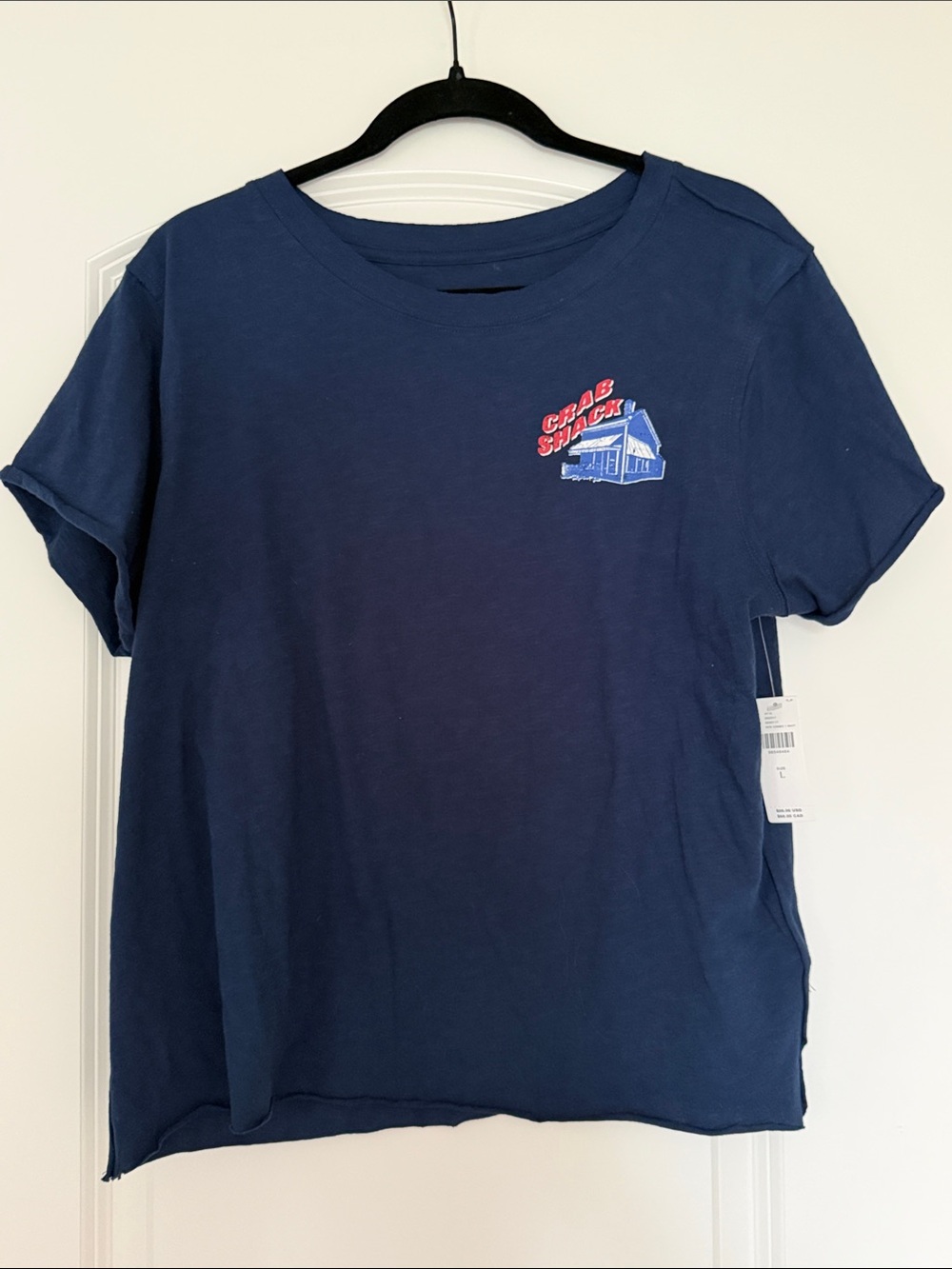 Maeve | (L) Navy Blue Short-Sleeve Tee with Crab Shack Graphic Anthropologie